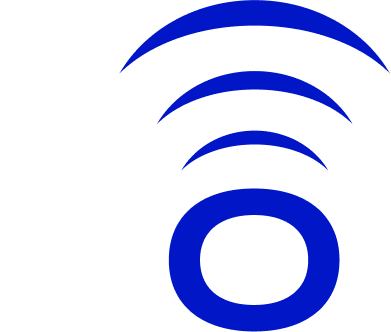 O symbol with signals blue icon