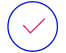 Pink checkmark blue circle icon 