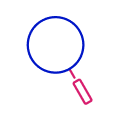 Magnifying glass pink icon